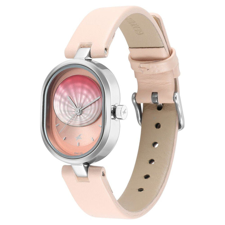 Fastrack Uptown Retreat Quartz Analog Pink Dial Leather Strap Watch for Girls 6258SL02
