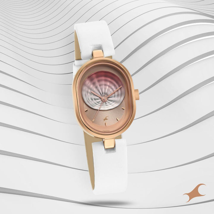 Fastrack Uptown Retreat Quartz Analog Pink Dial Leather Strap Watch for Girls 6258WL01