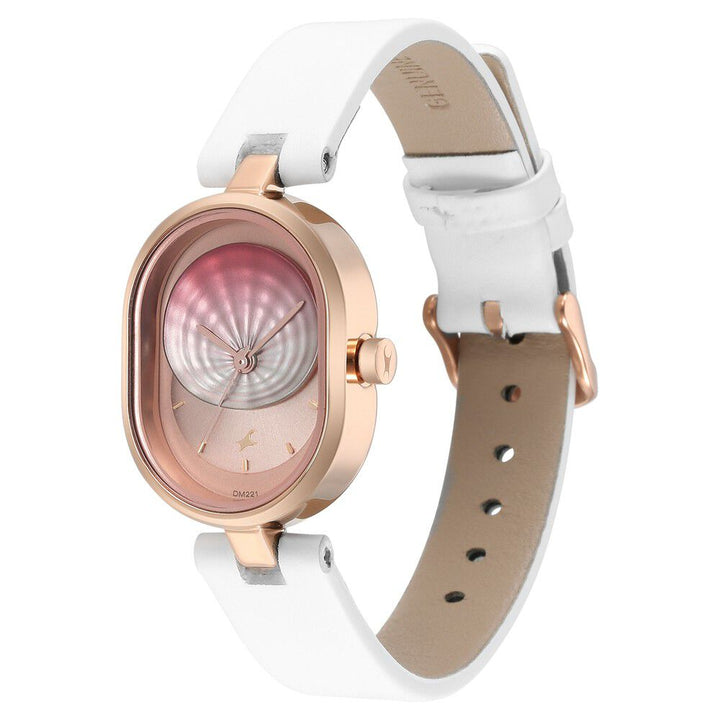 Fastrack Uptown Retreat Quartz Analog Pink Dial Leather Strap Watch for Girls 6258WL01