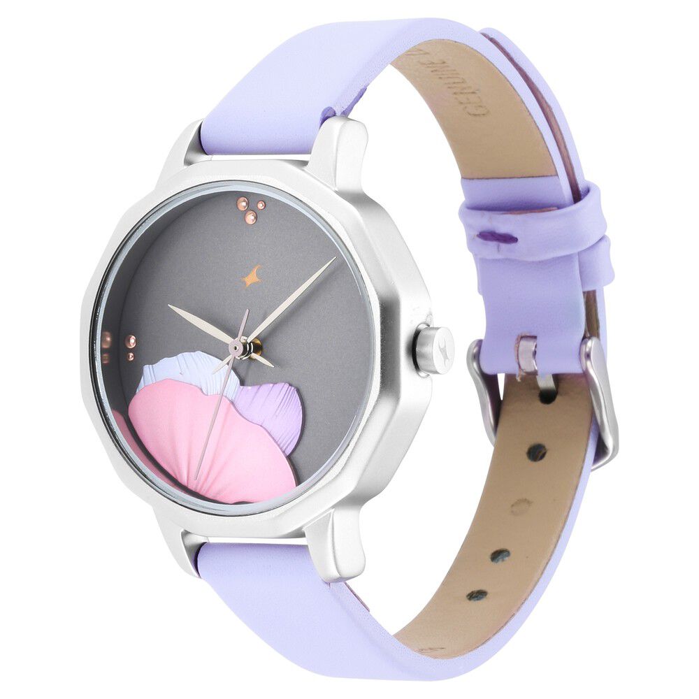 Fastrack Uptown Retreat Quartz Analog Grey Dial Leather Strap Watch for Girls NS6259SL01