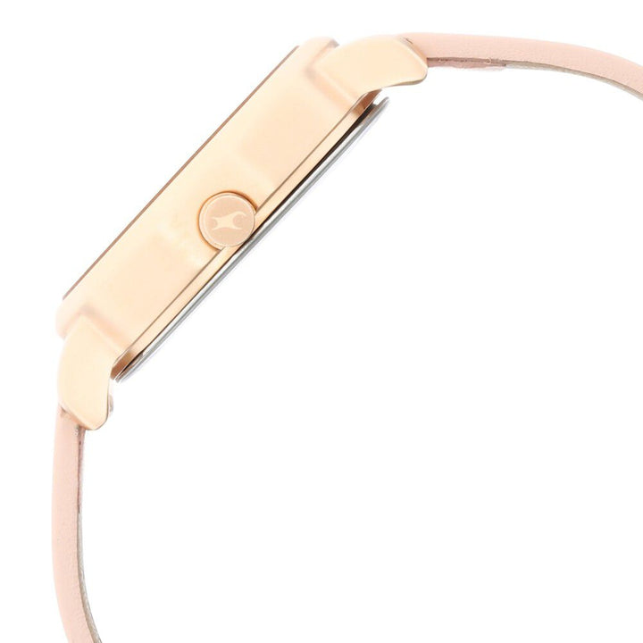 Fastrack Uptown Retreat Quartz Analog Rose Gold Dial Leather Strap Watch for Girls NS6259WL01