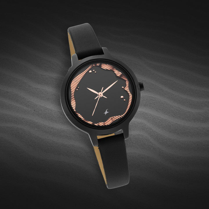 Fastrack Uptown Retreat Quartz Analog Black Dial Leather Strap Watch for Girls NS6260NL01