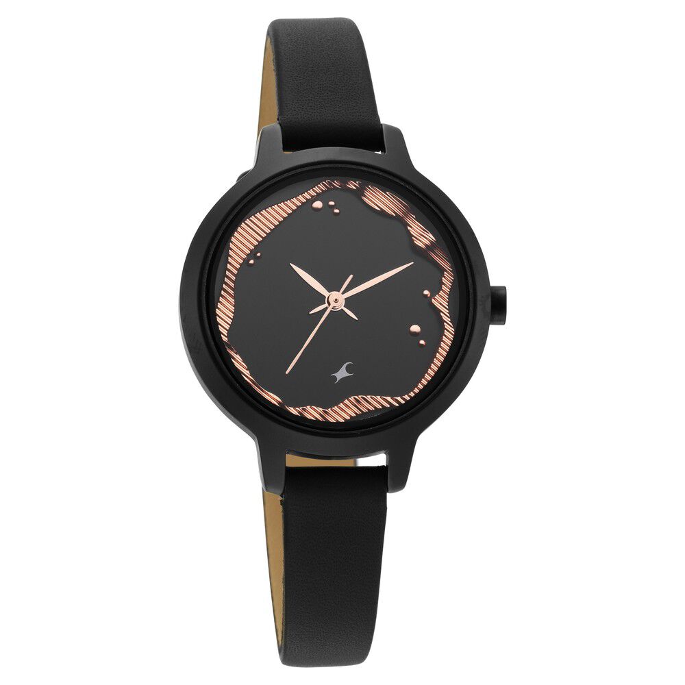 Fastrack Uptown Retreat Quartz Analog Black Dial Leather Strap Watch for Girls NS6260NL01