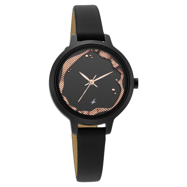 Fastrack Uptown Retreat Quartz Analog Black Dial Leather Strap Watch for Girls NS6260NL01