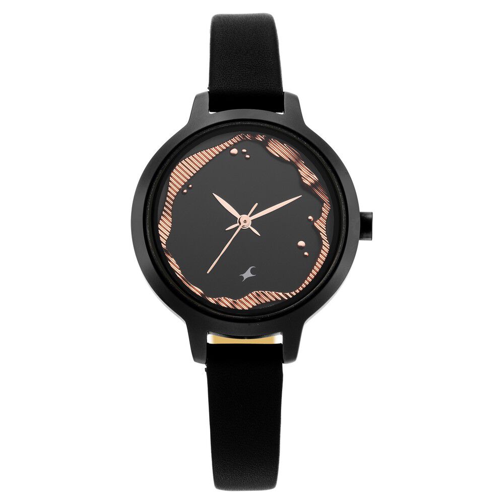Fastrack Uptown Retreat Quartz Analog Black Dial Leather Strap Watch for Girls NS6260NL01