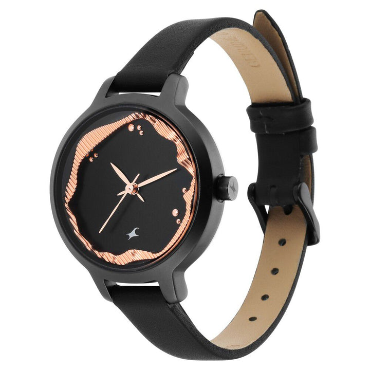 Fastrack Uptown Retreat Quartz Analog Black Dial Leather Strap Watch for Girls NS6260NL01