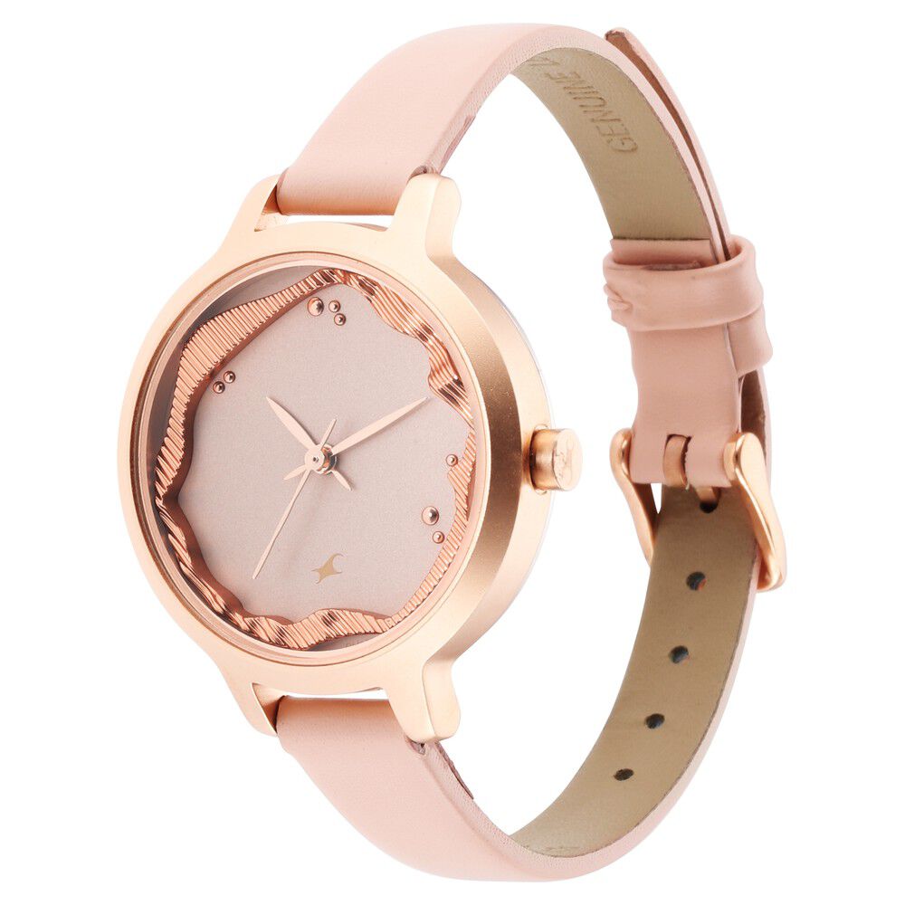 Fastrack Uptown Retreat Quartz Analog Pink Dial Leather Strap Watch for Girls NS6260WL01