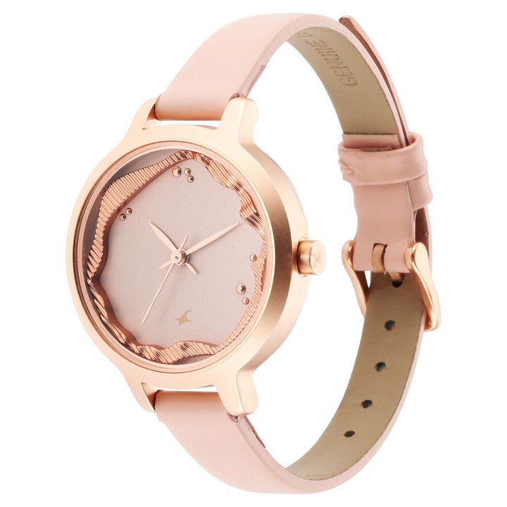 Fastrack Uptown Retreat Quartz Analog Pink Dial Leather Strap Watch for Girls NS6260WL01