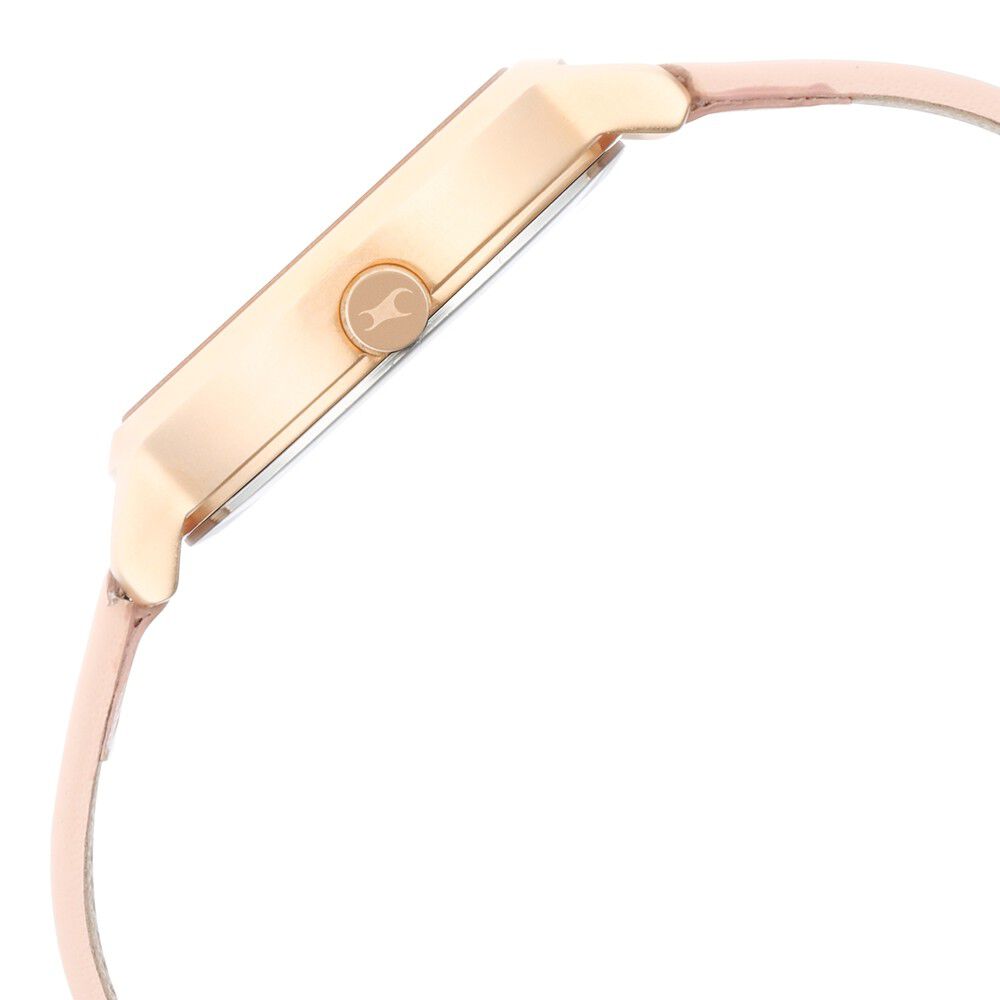 Fastrack Uptown Retreat Quartz Analog Pink Dial Leather Strap Watch for Girls NS6260WL01