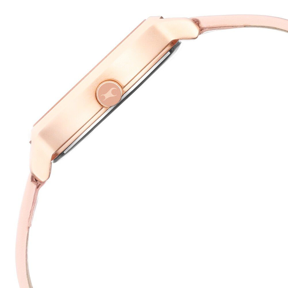 Fastrack Uptown Retreat Quartz Analog Rose Gold Dial Leather Strap Watch for Girls 6260WL02