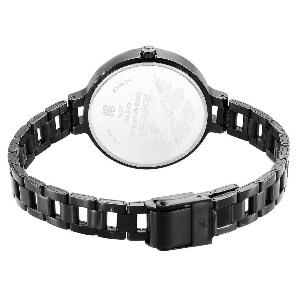Fastrack Stunners Quartz Analog Black Dial Metal Strap Watch for Girls NS6265NM01