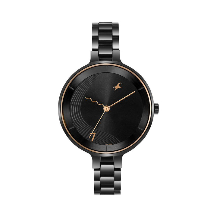 Fastrack Stunners Quartz Analog Black dial Stainless Steel Strap Watch for Girls 6265NM02