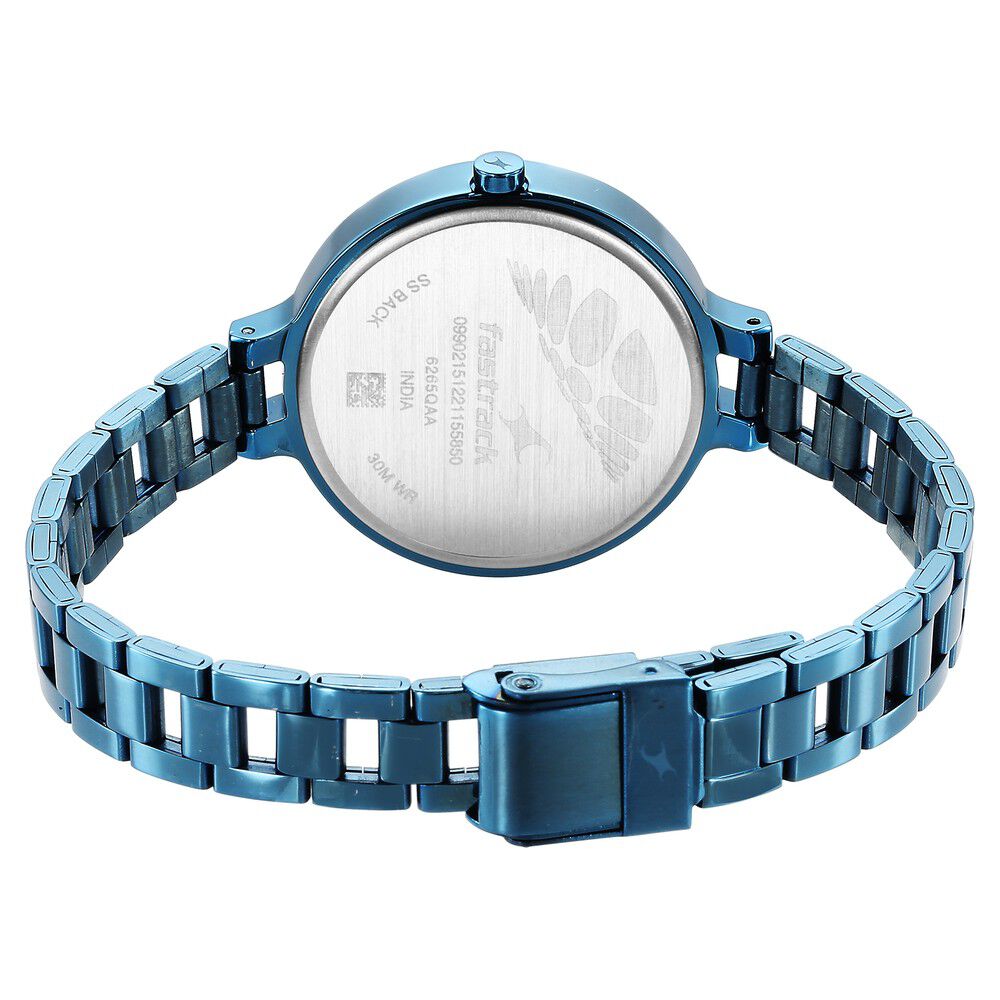 Fastrack Stunners Quartz Analog Blue Dial Metal Strap Watch for Girls NS6265QM01