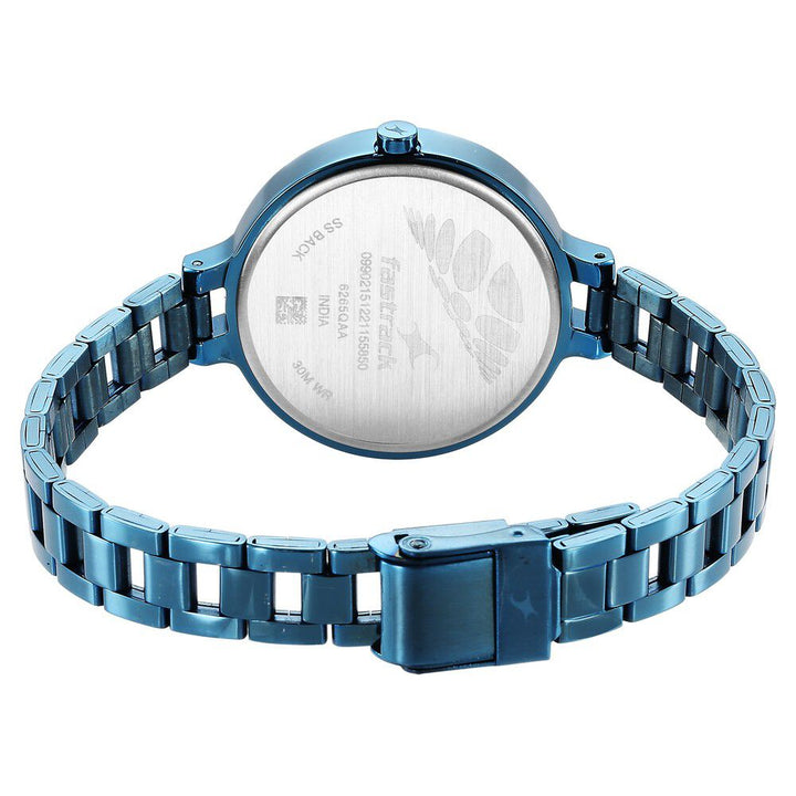 Fastrack Stunners Quartz Analog Blue Dial Metal Strap Watch for Girls NS6265QM01
