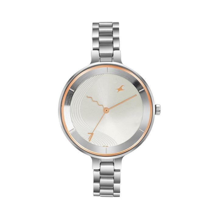 Fastrack Stunners Quartz Analog Silver dial Stainless Steel Strap Watch for Girls 6265SM02