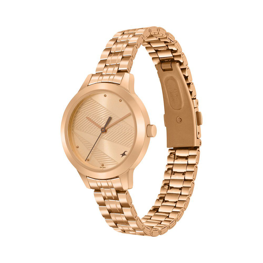 Fastrack Stunners Quartz Analog Rose Gold dial Stainless Steel Strap Watch for Girls 6267WM01