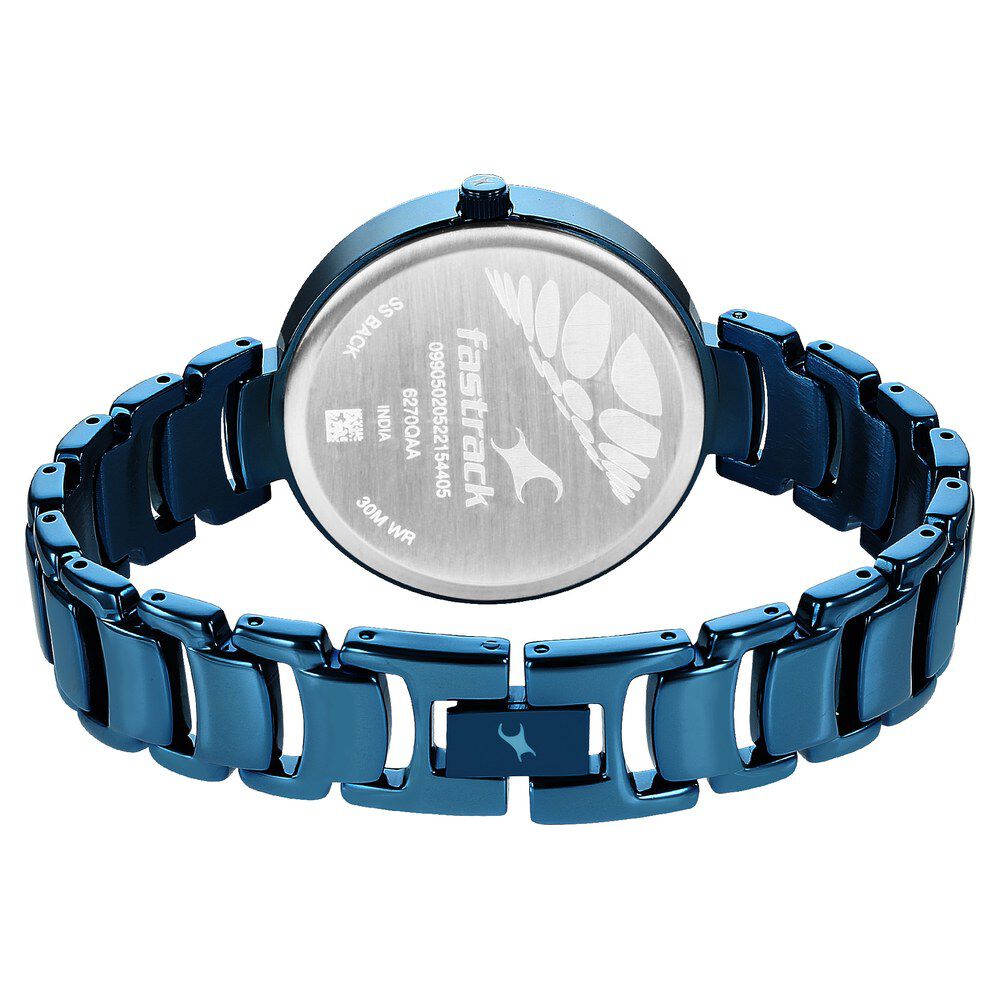 Fastrack Style Up Quartz Analog Silver Dial Metal Strap Watch for Girls NR6270QM01