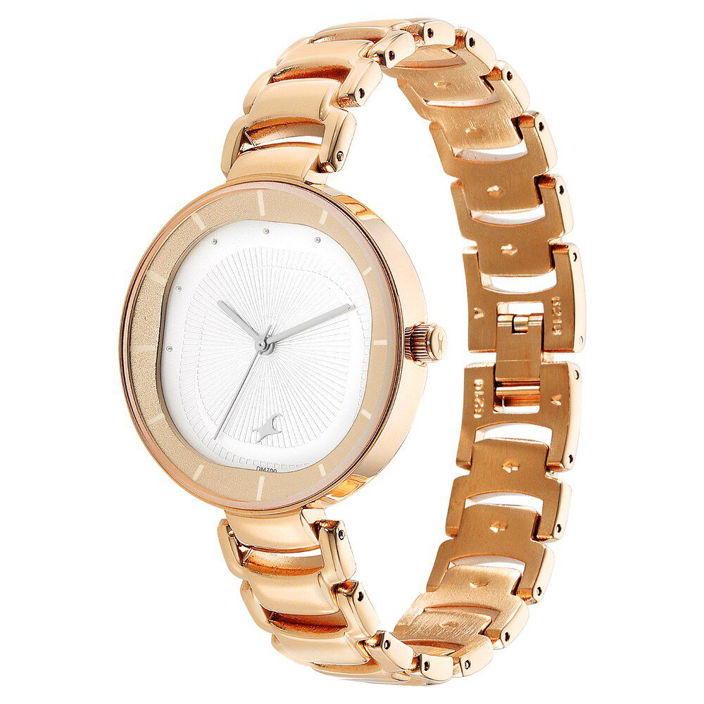 Fastrack Style Up Quartz Analog Silver Dial Metal Strap Watch for Girls NR6270WM01