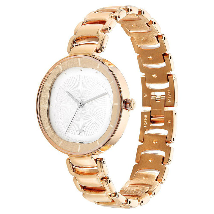 Fastrack Style Up Quartz Analog Silver Dial Metal Strap Watch for Girls NR6270WM01