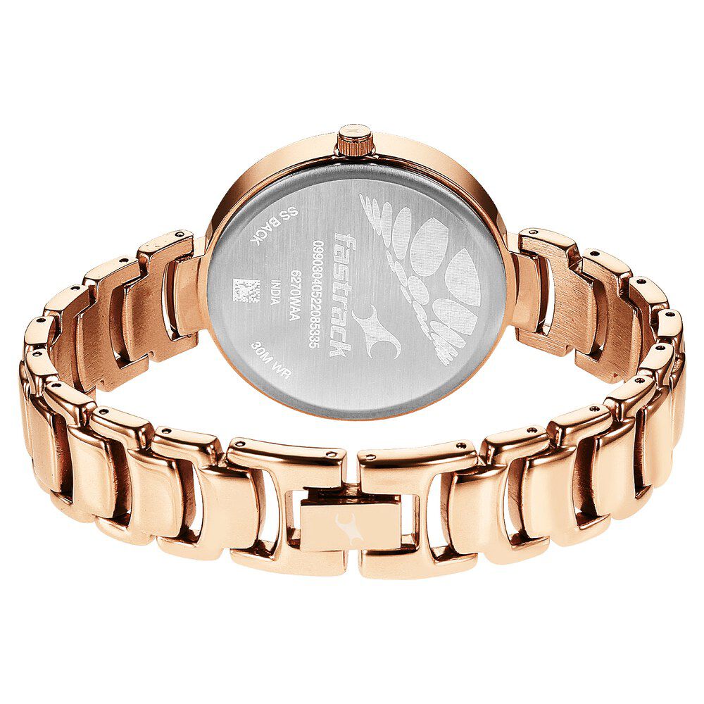 Fastrack Style Up Quartz Analog Silver Dial Metal Strap Watch for Girls NR6270WM01