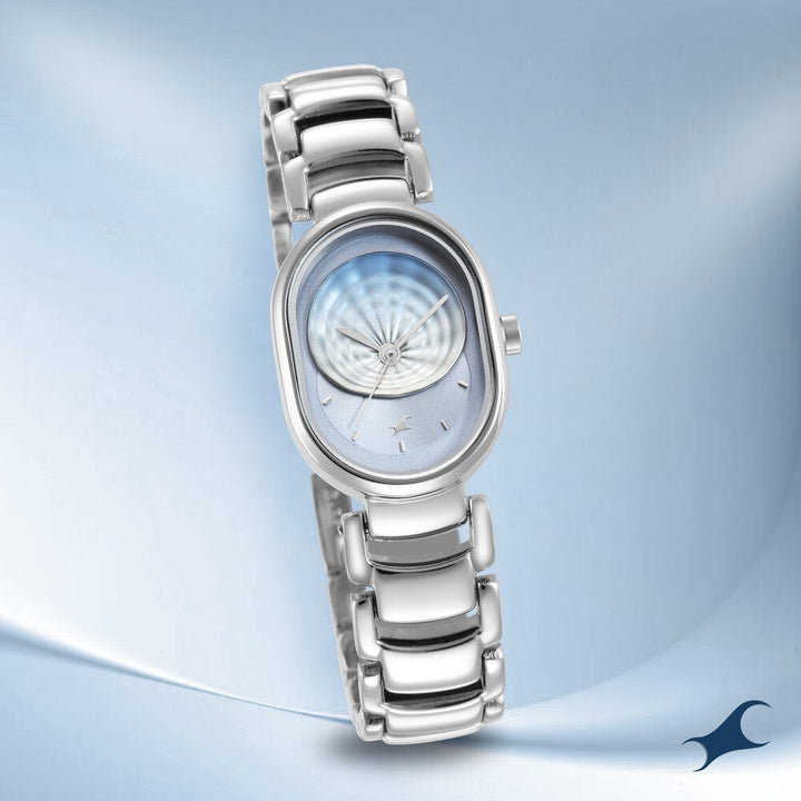 Fastrack Uptown Retreat Quartz Analog Blue Dial Metal Strap Watch for Girls NS6274SM01