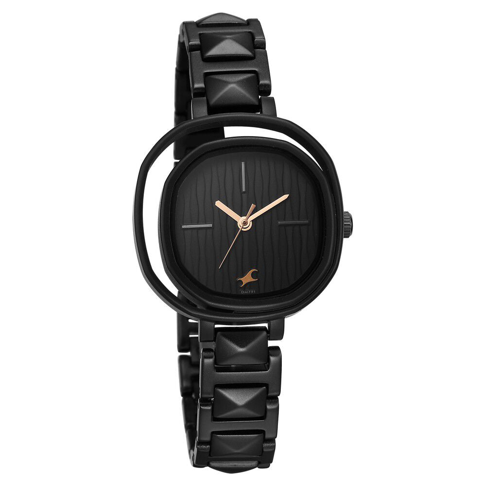 Fastrack Opulence Quartz Analog Black Dial Metal Strap Watch for Girls NS6276NM01