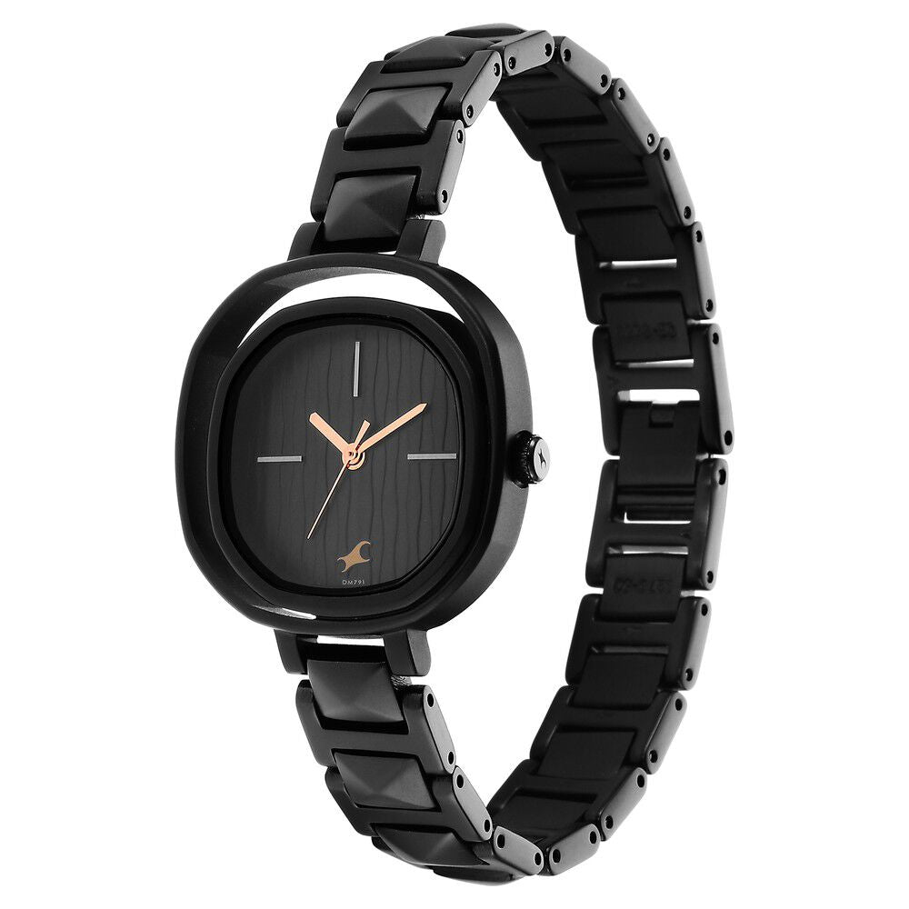 Fastrack Opulence Quartz Analog Black Dial Metal Strap Watch for Girls NS6276NM01