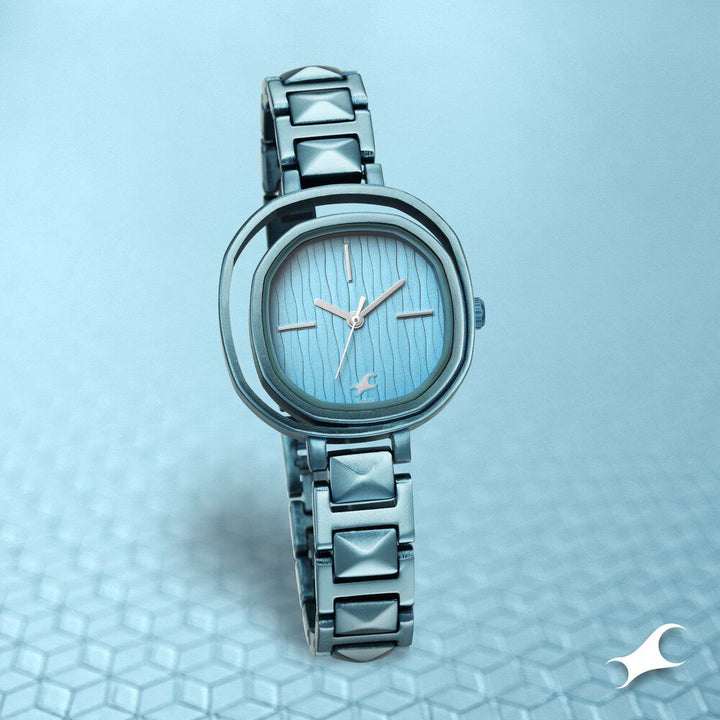 Fastrack Opulence Quartz Analog Blue Dial Metal Strap Watch for Girls NS6276QM01