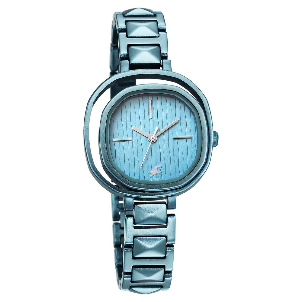 Fastrack Opulence Quartz Analog Blue Dial Metal Strap Watch for Girls NS6276QM01