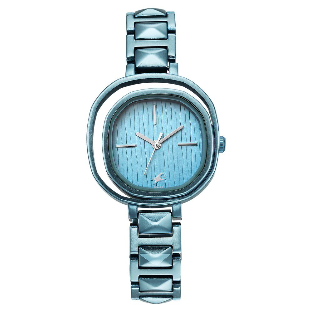 Fastrack Opulence Quartz Analog Blue Dial Metal Strap Watch for Girls NS6276QM01