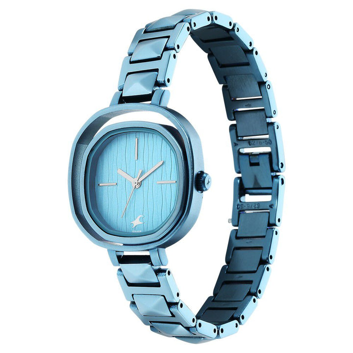 Fastrack Opulence Quartz Analog Blue Dial Metal Strap Watch for Girls NS6276QM01