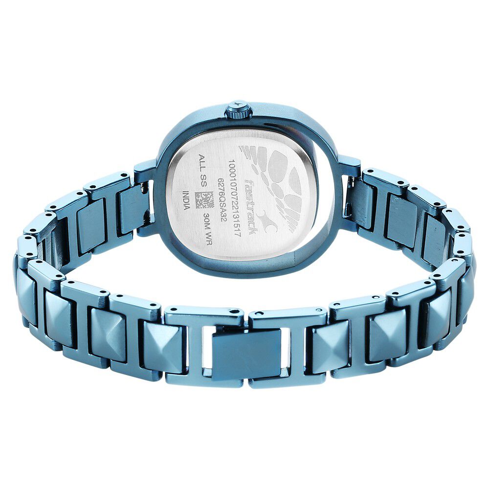 Fastrack Opulence Quartz Analog Blue Dial Metal Strap Watch for Girls NS6276QM01