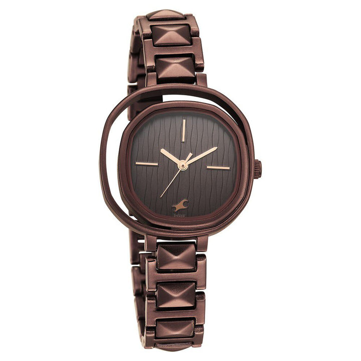 Fastrack Opulence Quartz Analog Brown Dial Metal Strap Watch for Girls NS6276QM02