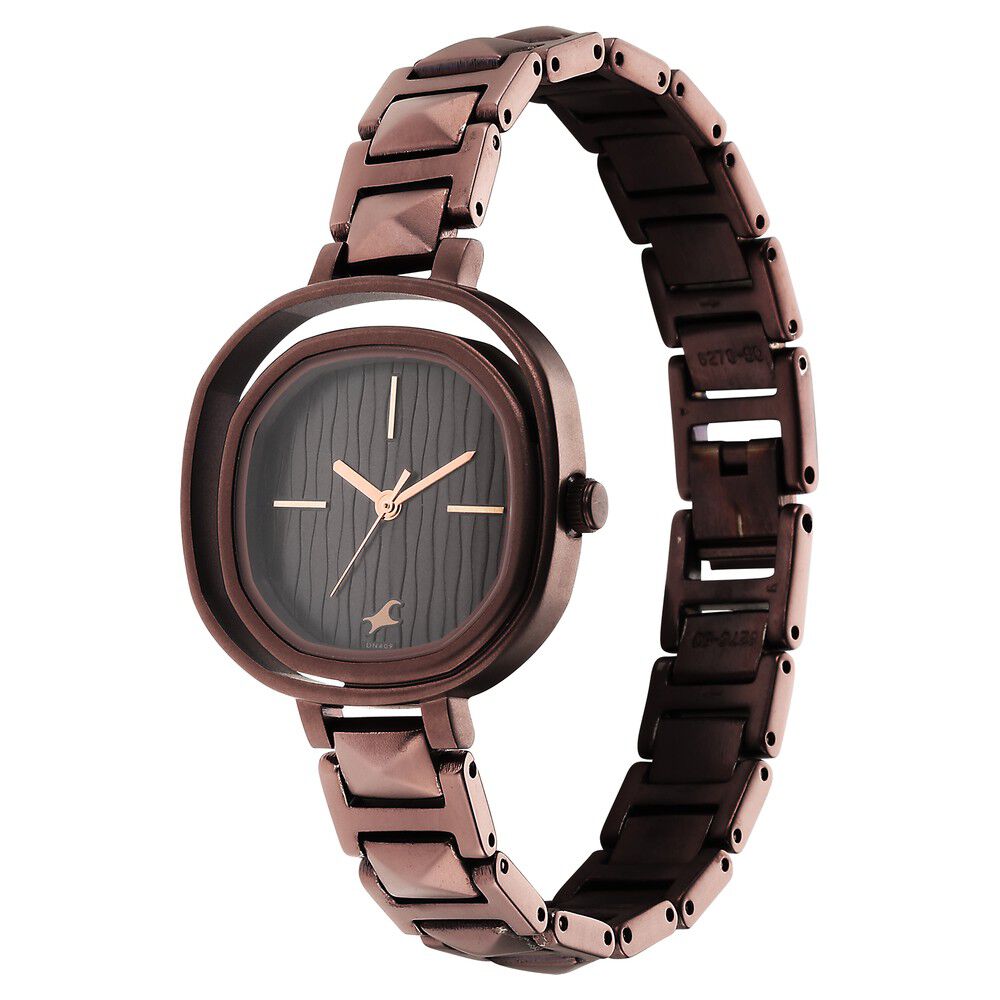 Fastrack Opulence Quartz Analog Brown Dial Metal Strap Watch for Girls NS6276QM02
