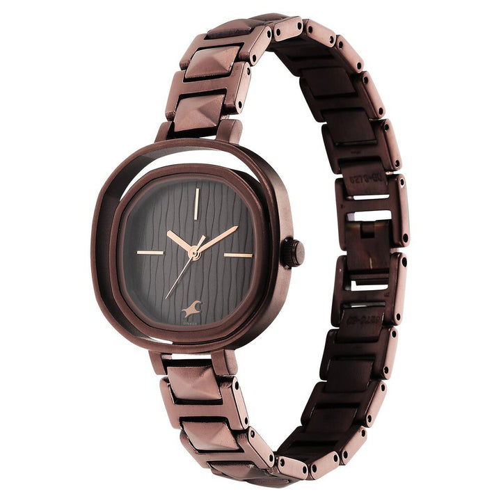 Fastrack Opulence Quartz Analog Brown Dial Metal Strap Watch for Girls NS6276QM02