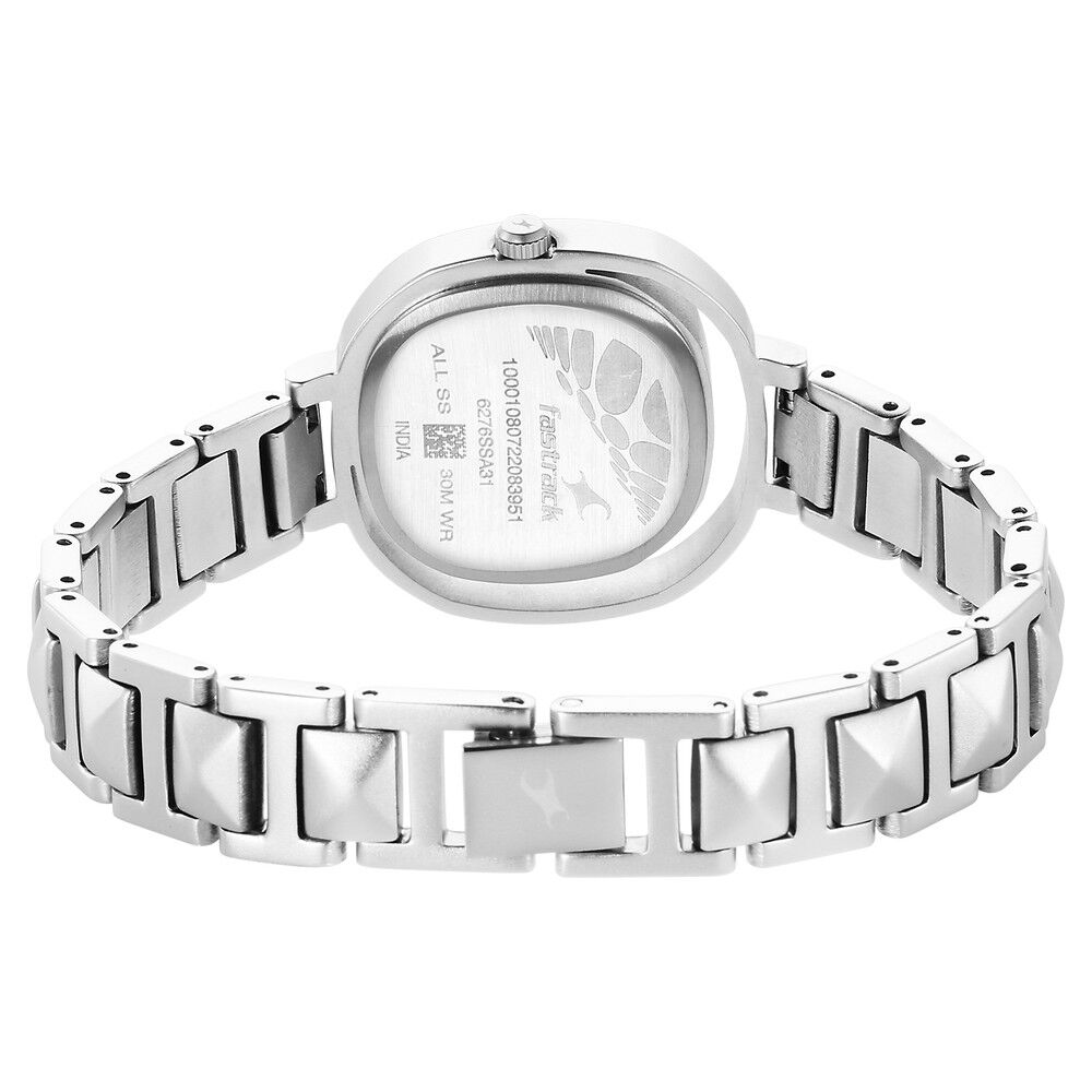 Fastrack Opulence Quartz Analog Silver Dial Metal Strap Watch for Girls NR6276SM01