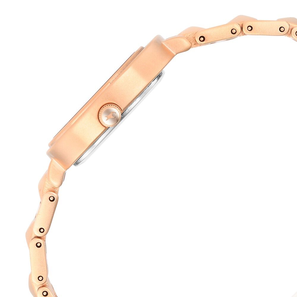 Fastrack Opulence Quartz Analog Rose Gold Dial Metal Strap Watch for Girls NS6276WM01