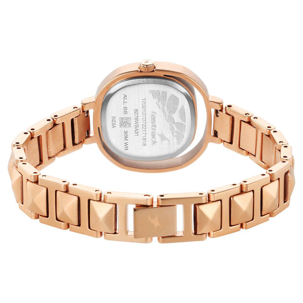 Fastrack Opulence Quartz Analog Rose Gold Dial Metal Strap Watch for Girls NS6276WM01