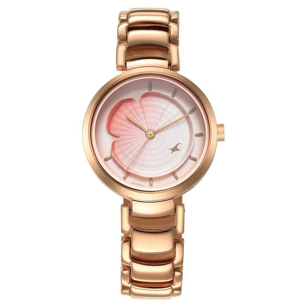 Fastrack Uptown Retreat Quartz Analog Pink Dial Metal Strap Watch for Girls NS6277WM01