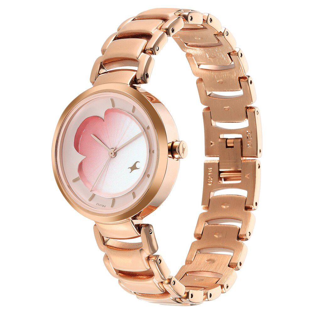 Fastrack Uptown Retreat Quartz Analog Pink Dial Metal Strap Watch for Girls NS6277WM01