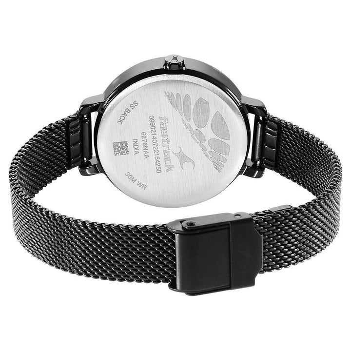 Fastrack Younique Quartz Analog Black Dial Stainless Steel Strap Watch for Girls NS6278NM01