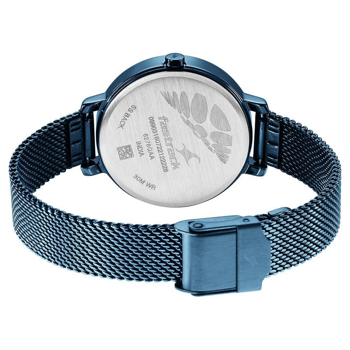 Fastrack Younique Quartz Analog Blue Dial Stainless Steel Strap Watch for Girls NS6278QM01