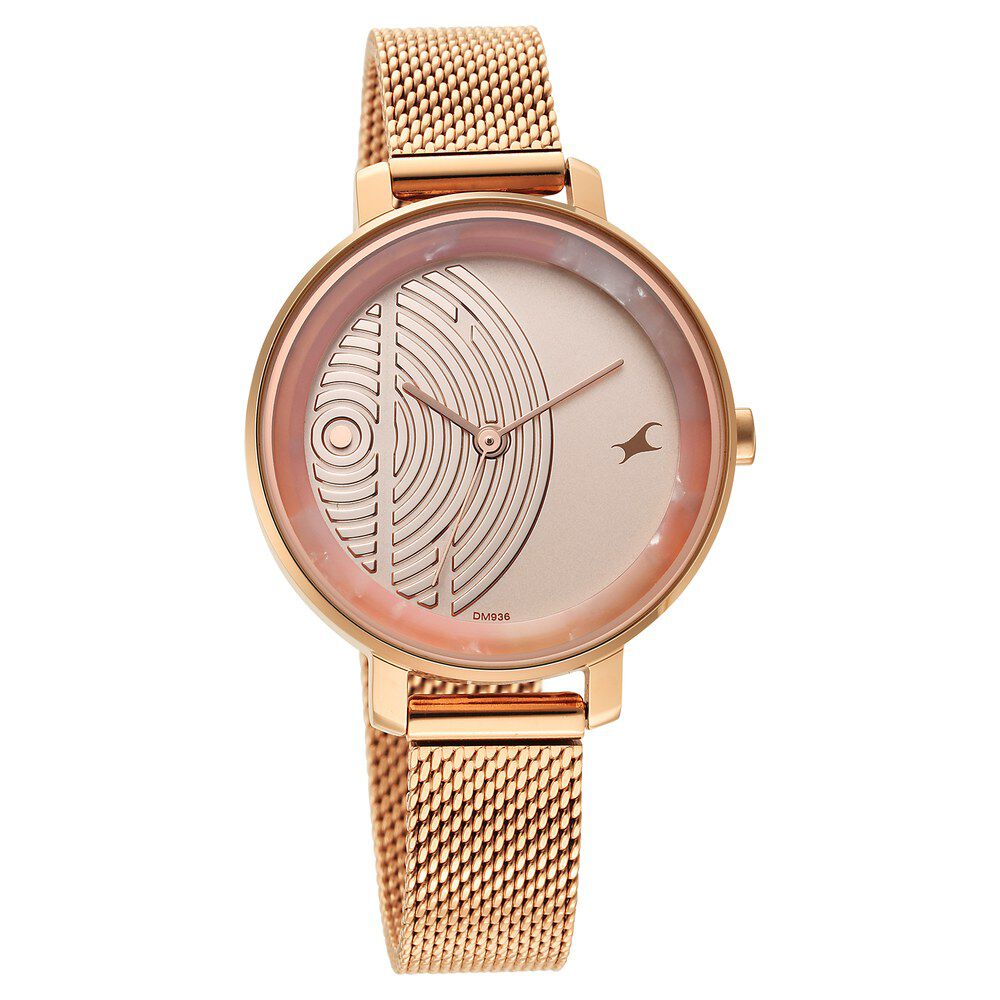 Fastrack Younique Quartz Analog Rose Gold Dial Stainless Steel Strap Watch for Girls NS6278WM01
