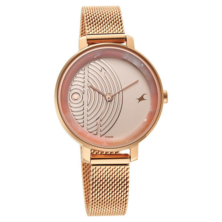 Fastrack Younique Quartz Analog Rose Gold Dial Stainless Steel Strap Watch for Girls NS6278WM01