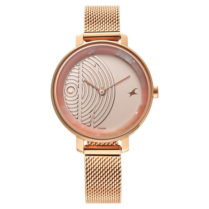 Fastrack Younique Quartz Analog Rose Gold Dial Stainless Steel Strap Watch for Girls NS6278WM01