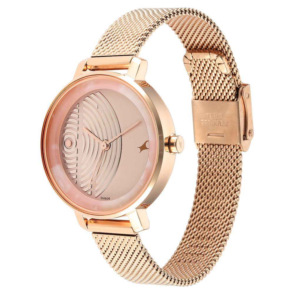 Fastrack Younique Quartz Analog Rose Gold Dial Stainless Steel Strap Watch for Girls NS6278WM01