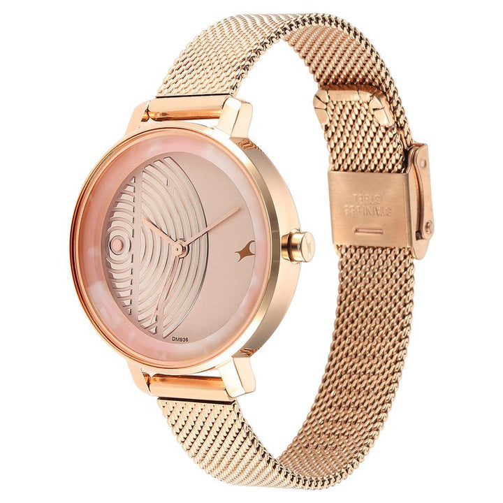 Fastrack Younique Quartz Analog Rose Gold Dial Stainless Steel Strap Watch for Girls NS6278WM01