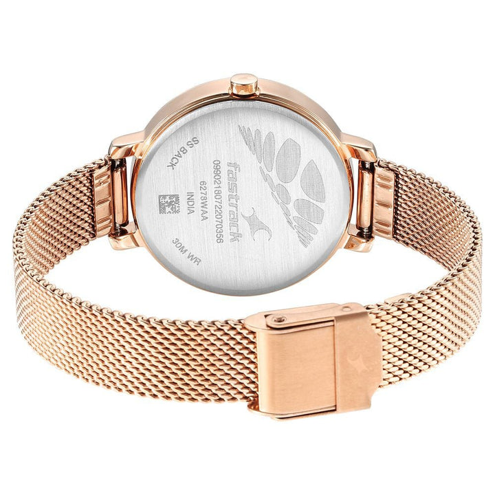 Fastrack Younique Quartz Analog Rose Gold Dial Stainless Steel Strap Watch for Girls NS6278WM01