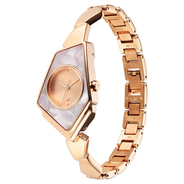 Fastrack Younique Quartz Analog Rose Gold Dial Metal Strap Watch for Girls NS6279WM01