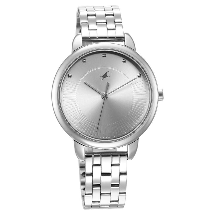 Fastrack Stunners Quartz Analog Silver Dial Metal Strap Watch for Girls NS6282SM01